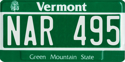 VT license plate NAR495
