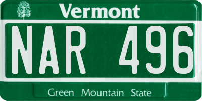 VT license plate NAR496