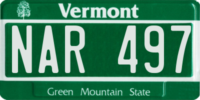 VT license plate NAR497