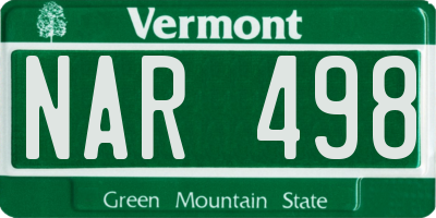 VT license plate NAR498