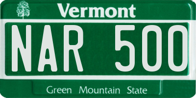 VT license plate NAR500