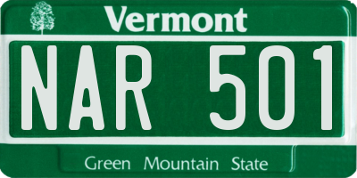 VT license plate NAR501