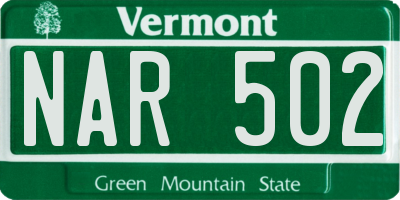 VT license plate NAR502