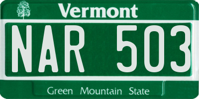 VT license plate NAR503