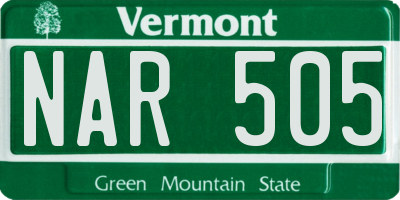 VT license plate NAR505