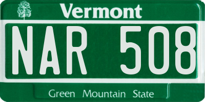 VT license plate NAR508