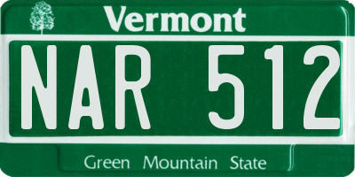 VT license plate NAR512