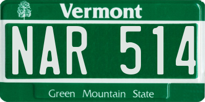 VT license plate NAR514