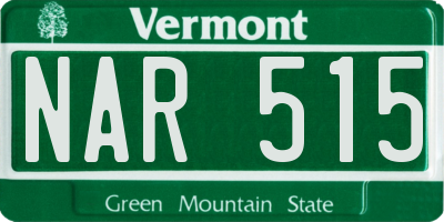 VT license plate NAR515