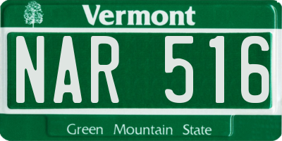 VT license plate NAR516
