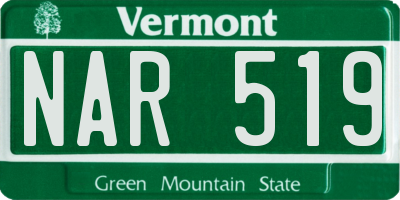 VT license plate NAR519