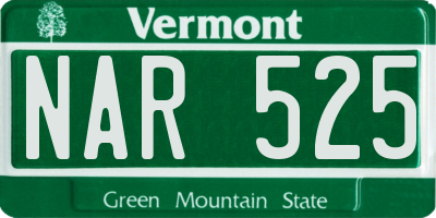 VT license plate NAR525