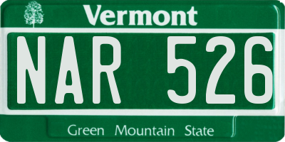 VT license plate NAR526