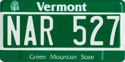 VT license plate NAR527