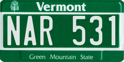 VT license plate NAR531