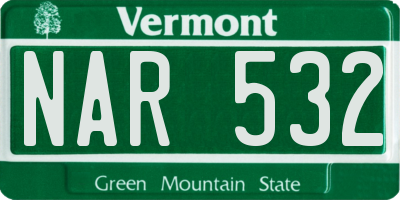 VT license plate NAR532