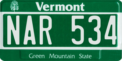 VT license plate NAR534