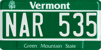 VT license plate NAR535