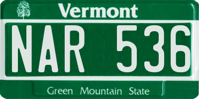 VT license plate NAR536