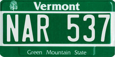 VT license plate NAR537