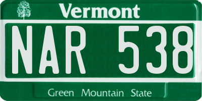 VT license plate NAR538