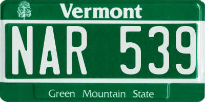 VT license plate NAR539