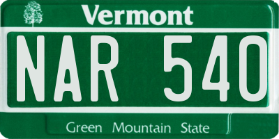 VT license plate NAR540