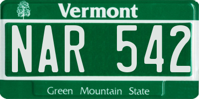 VT license plate NAR542