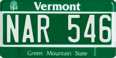 VT license plate NAR546
