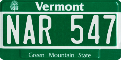 VT license plate NAR547