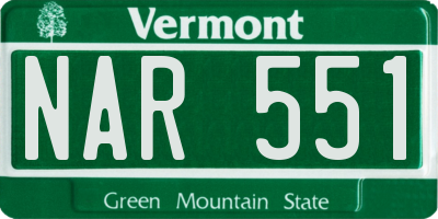 VT license plate NAR551