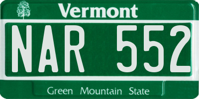 VT license plate NAR552