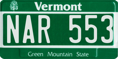 VT license plate NAR553