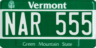 VT license plate NAR555