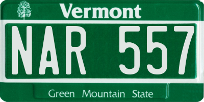 VT license plate NAR557