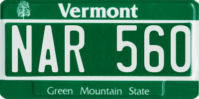 VT license plate NAR560