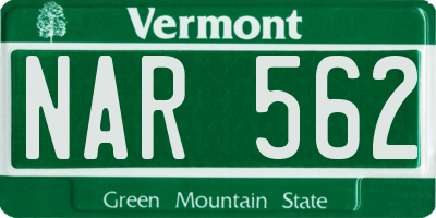 VT license plate NAR562