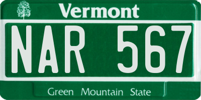 VT license plate NAR567