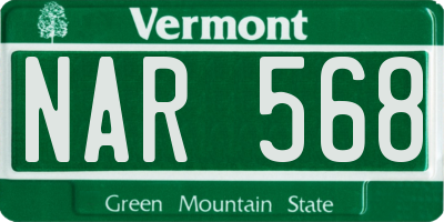 VT license plate NAR568