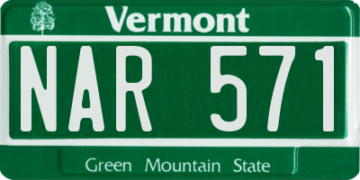 VT license plate NAR571