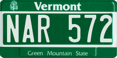 VT license plate NAR572