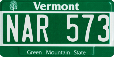 VT license plate NAR573