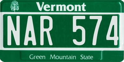 VT license plate NAR574
