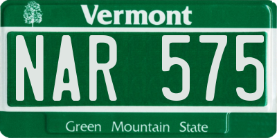 VT license plate NAR575