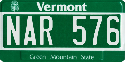 VT license plate NAR576