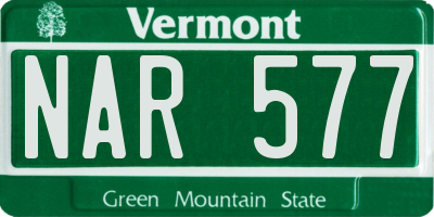 VT license plate NAR577