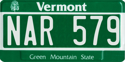VT license plate NAR579