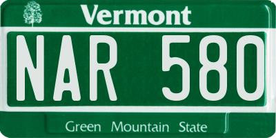 VT license plate NAR580