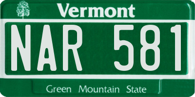 VT license plate NAR581