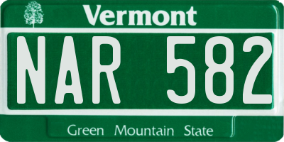 VT license plate NAR582